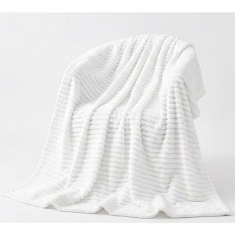 3D Ribbed Jacquard Fleece Throw Blanket, Soft Warm Plush Decorative Blanket