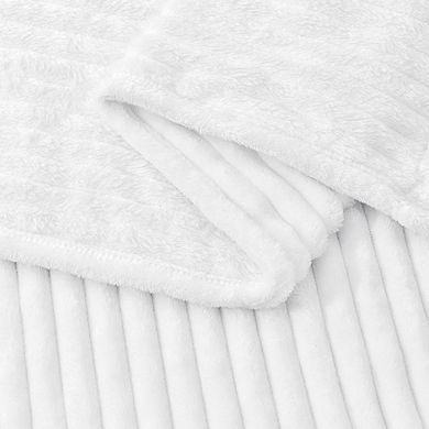 3D Ribbed Jacquard Fleece Throw Blanket, Soft Warm Plush Decorative Blanket