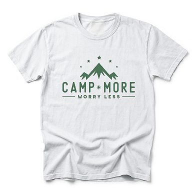 Camp More Worry Less Mountains - Men's Garment Dyed Graphic T-Shirt