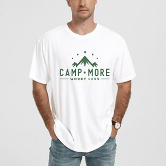 Camp More Worry Less Mountains - Men's Garment Dyed Graphic T-Shirt