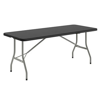 Flash Furniture 30"W x 72"L Bi-Fold Granite White Plastic Folding Table