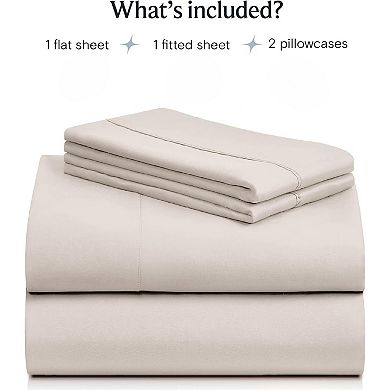 4 PC Sheet Set Bed Sheets Deep Pockets 18" Eco Friendly Wrinkle Free Cooling Machine Washable Hotel