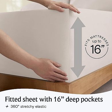 4 PC Sheet Set Bed Sheets Deep Pockets 18" Eco Friendly Wrinkle Free Cooling Machine Washable Hotel