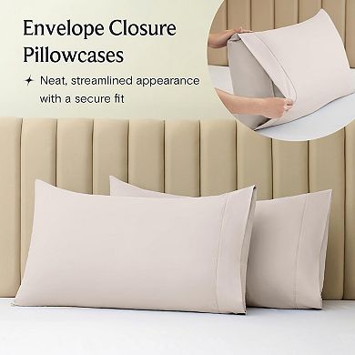 4 PC Sheet Set Bed Sheets Deep Pockets 18" Eco Friendly Wrinkle Free Cooling Machine Washable Hotel