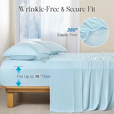 4-Piece Cooling Sheet Set Full Size, Cooling Bed Sheets for Hot Sleepers and Night Sweats, Soft