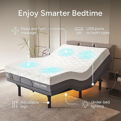 SF Adjustable Bed w/ 10" Gel Memory Foam Mattress, Massage, Zero Gravity