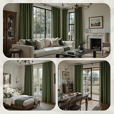 Faux Linen Blackout Curtains, Rod Pocket & Back Tab Light Blocking Panels