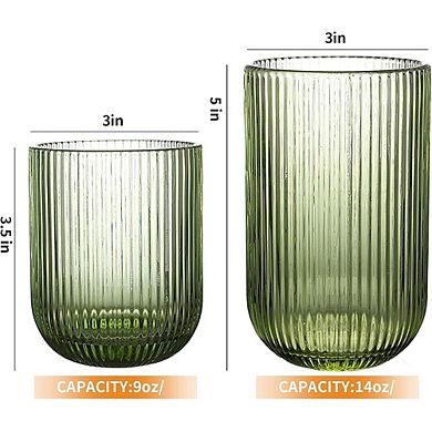 Drinking Glassware Set, Highball & Rocks Glasses with Fluted Design