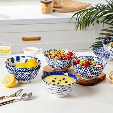 Ceramic Soup & Cereal Bowls, Set of 6, 24oz, Microwave & Dishwasher Safe