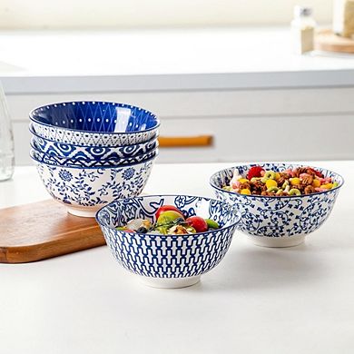 Ceramic Soup & Cereal Bowls, Set of 6, 24oz, Microwave & Dishwasher Safe