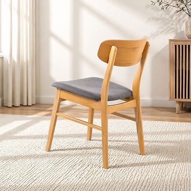 Lufeiya Set of 2 Dining Chairs with Fabric Cushioned Seat and Solid Rubberwood Legs