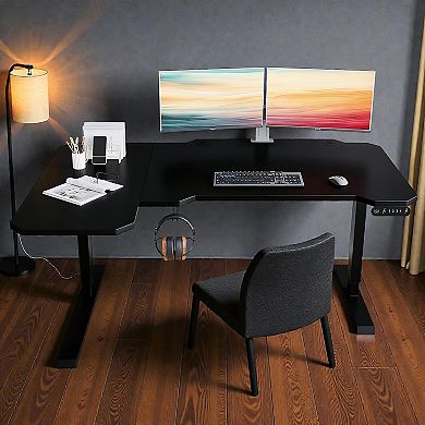 Lufeiya 59" L-Shaped Electric Height Adjustable Standing Desk, Sit to Stand Computer Desk