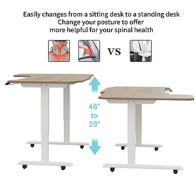 Lufeiya 59" L-Shaped Electric Height Adjustable Standing Desk, Sit to Stand Computer Desk