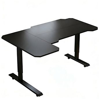Lufeiya 59" L-Shaped Electric Height Adjustable Standing Desk, Sit to Stand Computer Desk