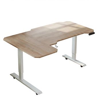 Lufeiya 59" L-Shaped Electric Height Adjustable Standing Desk, Sit to Stand Computer Desk