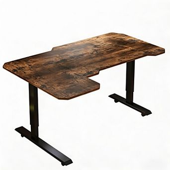 Lufeiya 59" L-Shaped Electric Height Adjustable Standing Desk, Sit to Stand Computer Desk