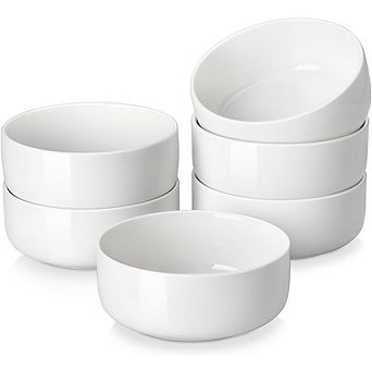 Porcelain Cereal & Soup Bowls, Set of 6, Dishwasher & Microwave Safe