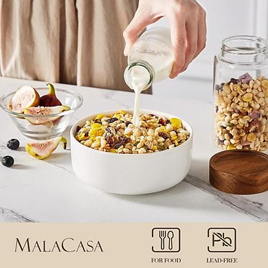 Porcelain Cereal & Soup Bowls, Set of 6, Dishwasher & Microwave Safe