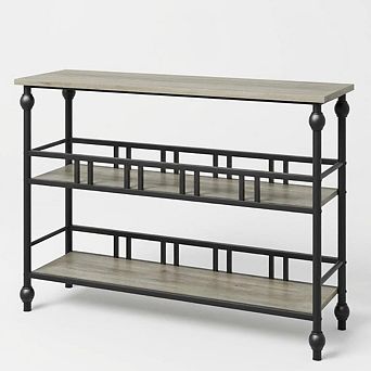 3 tier Storage Rustic Console Table Slim Modern Sofa Side Table Wooden Furniture