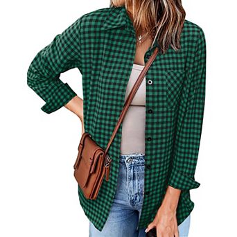Zeagoo Plaid Shirt for Women Button Down Shirts Buffalo Shackets Business Casual Blouses