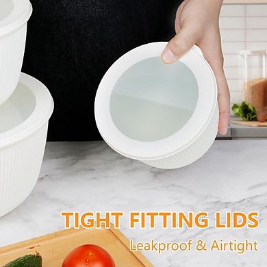Plastic Mixing Bowl Set, BPA-Free, With Lids, Microwave & Dishwasher Safe