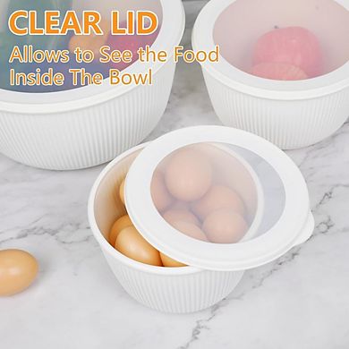 Plastic Mixing Bowl Set, BPA-Free, With Lids, Microwave & Dishwasher Safe