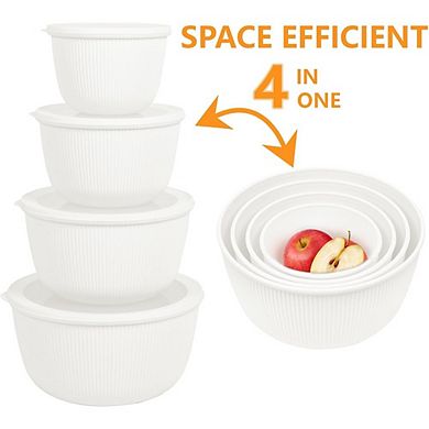 Plastic Mixing Bowl Set, BPA-Free, With Lids, Microwave & Dishwasher Safe