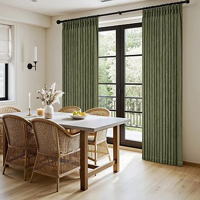 Pinch Pleat Linen Curtains, Semi Sheer Back Tab Drapes