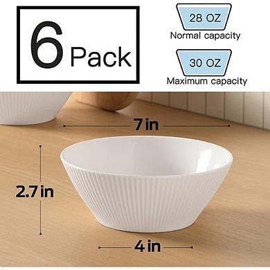 Ceramic Soup & Cereal Bowls Set, 30oz, Microwave, Dishwasher & Oven Safe, White
