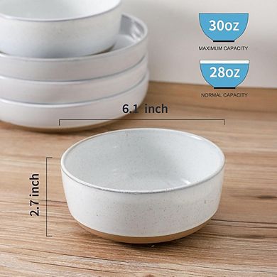 Ceramic Soup & Cereal Bowls Set, 30oz, Microwave & Dishwasher Safe, White