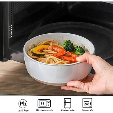Ceramic Soup & Cereal Bowls Set, 30oz, Microwave & Dishwasher Safe, White