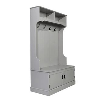 Flash Furniture 4 Hook Hallway Tree with Storage Bench and Upper Cubbies