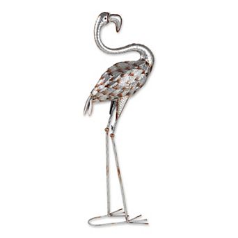 Zingz Home Galvanized Flamingo Garden Statue