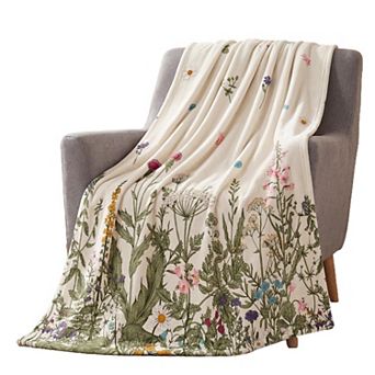 Spring Summer Flannel Blanket Throw,Wildflower Painting Fleece Soft Fuzzy Plush Cozy Fleece Blankets