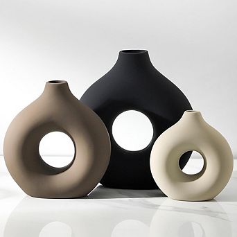 Ceramic Vase Set of 3, Modern Decorative Flower Vases for Home