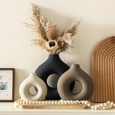 Ceramic Vase Set of 3, Modern Decorative Flower Vases for Home
