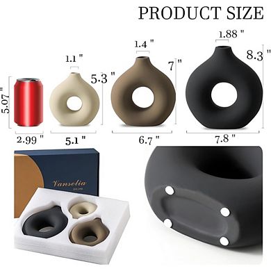 Ceramic Vase Set of 3, Modern Decorative Flower Vases for Home