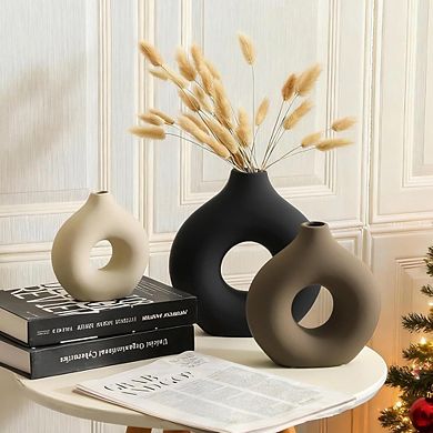 Ceramic Vase Set of 3, Modern Decorative Flower Vases for Home