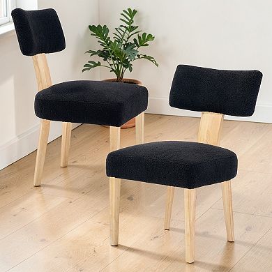 Lufeiya Set of 2 Upholstered Dining Chairs with Solid Wood Legs for Kitchen