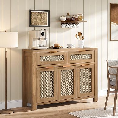 Buffet Cabinet with 2 Drawers & Adjustable Shelf Boho Sideboard with Anti-Tip Hardware for Home