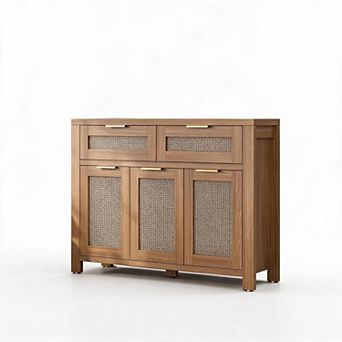 Buffet Cabinet with 2 Drawers & Adjustable Shelf Boho Sideboard with Anti-Tip Hardware for Home