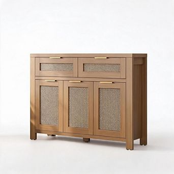 Buffet Cabinet with 2 Drawers & Adjustable Shelf Boho Sideboard with Anti-Tip Hardware for Home