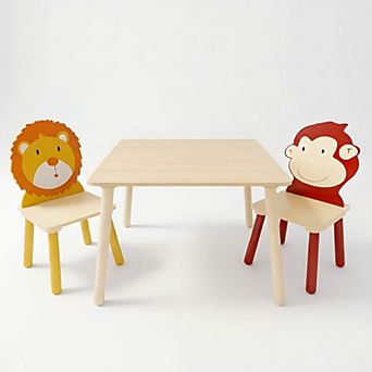 Lufeiya Kids Table and 2 Chairs Set, Toddler Activity Play Table Set, 3 pc Set