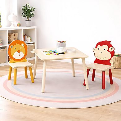 Lufeiya Kids Table and 2 Chairs Set, Toddler Activity Play Table Set, 3-Piece Set