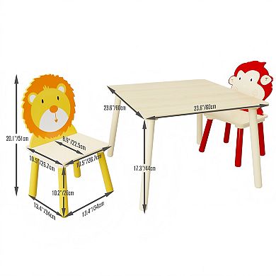 Lufeiya Kids Table and 2 Chairs Set, Toddler Activity Play Table Set, 3-Piece Set