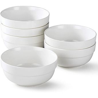 Ceramic Soup & Cereal Bowls, Set of 6, Thick-Edge Non-Slip Design