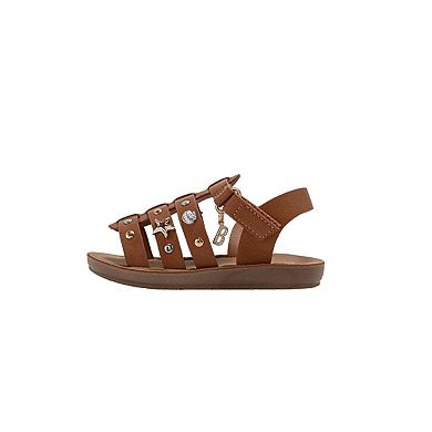 bebe Toddler Girls Strappy Sandals with Metal Charms