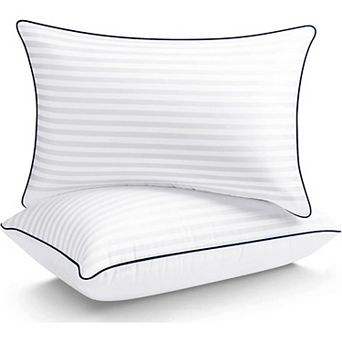 Bed Pillows , Full Standard Size Set of 2 Luxury Hotel Pillows with Soft Down Alternative Filling