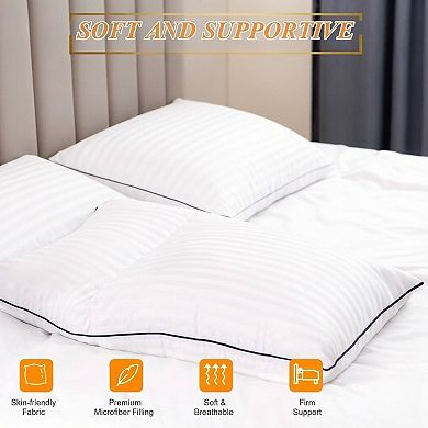 Bed Pillows , Full Standard Size Set of 2 Luxury Hotel Pillows with Soft Down Alternative Filling