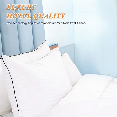 Bed Pillows , Full Standard Size Set of 2 Luxury Hotel Pillows with Soft Down Alternative Filling
